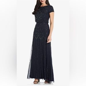 Adrianna Papell Long Beaded Evening Gown